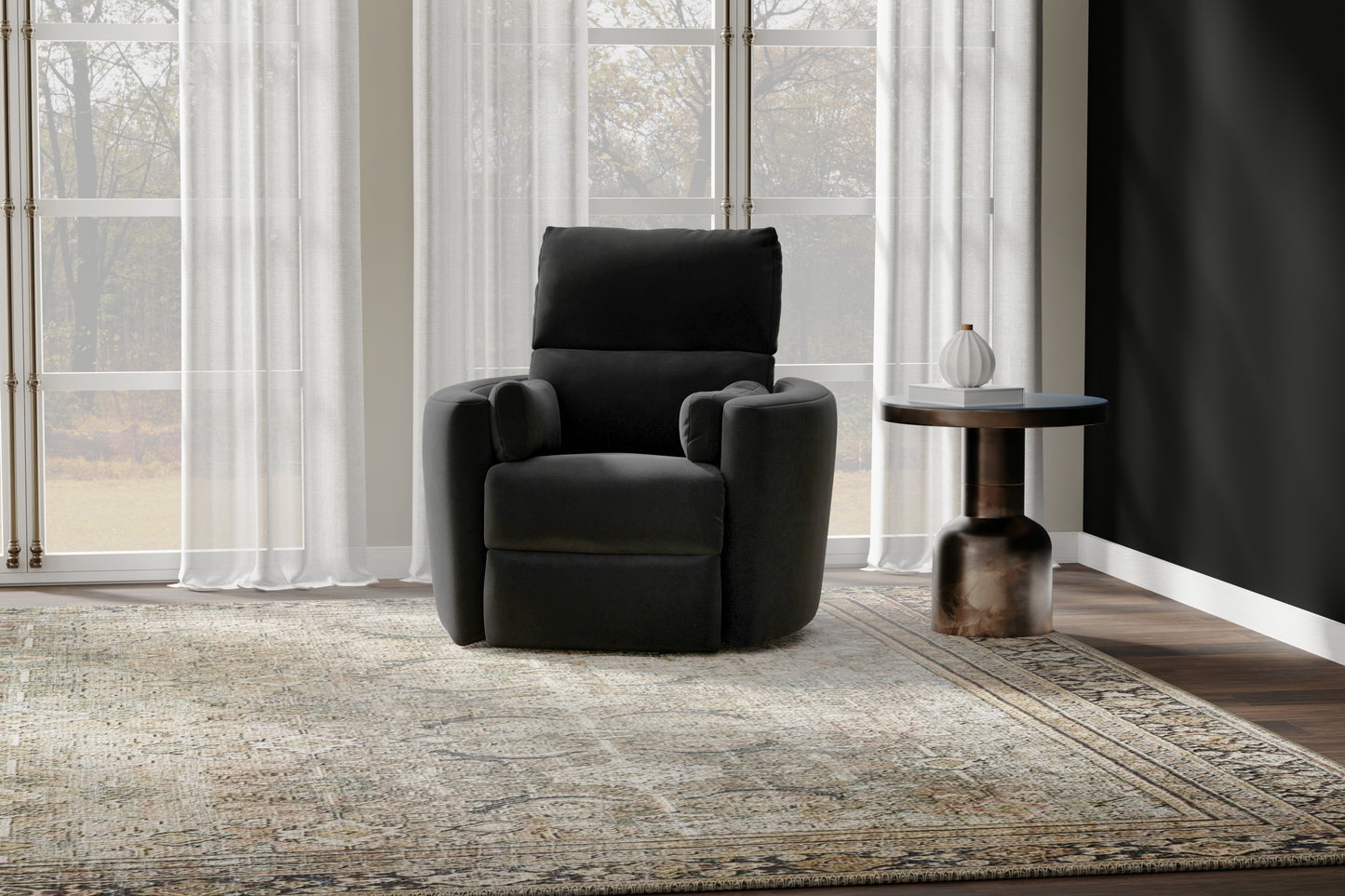 ALICE EBONY SWIVEL RECLINER