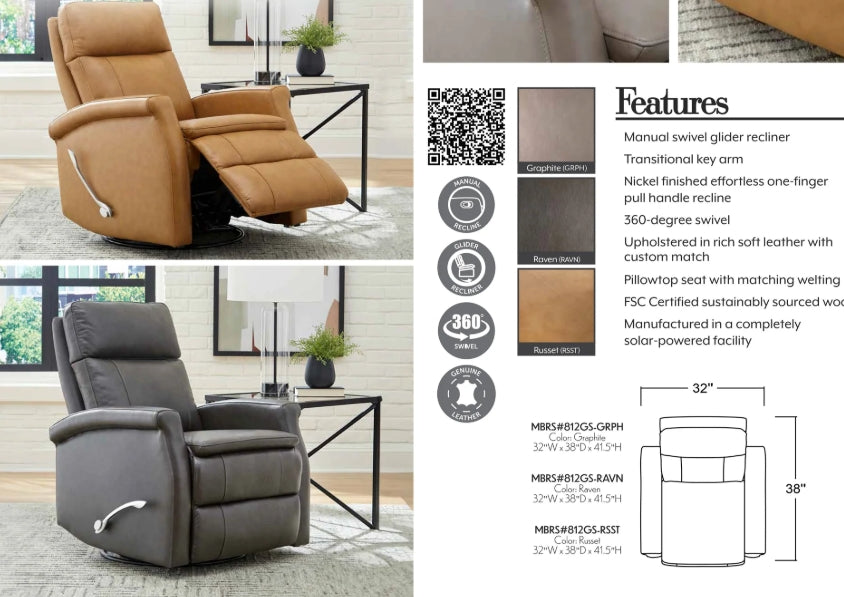BROOKS GRAPHITE MANUAL RECLINER