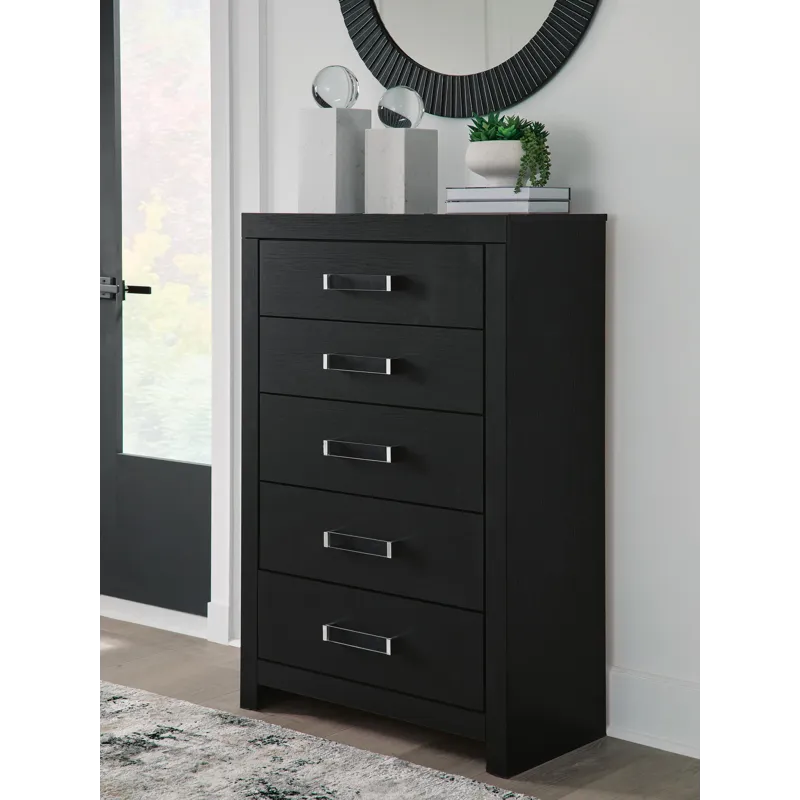 MALIA 5 DRAWER CHEST BLACK