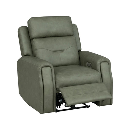 Foster P5 Green Leather Recliner