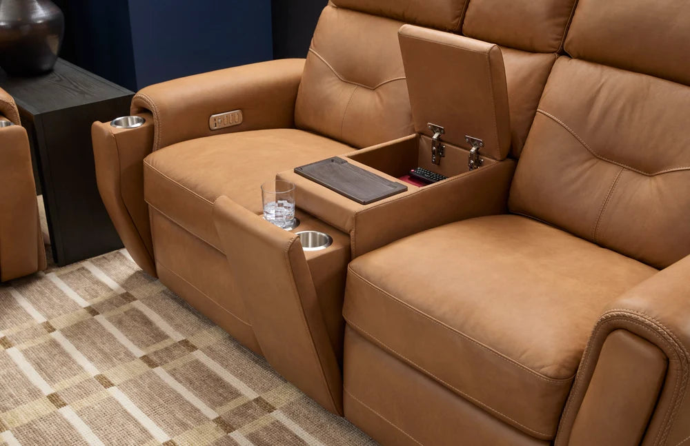 Foster P5 Brown Leather Loveseat