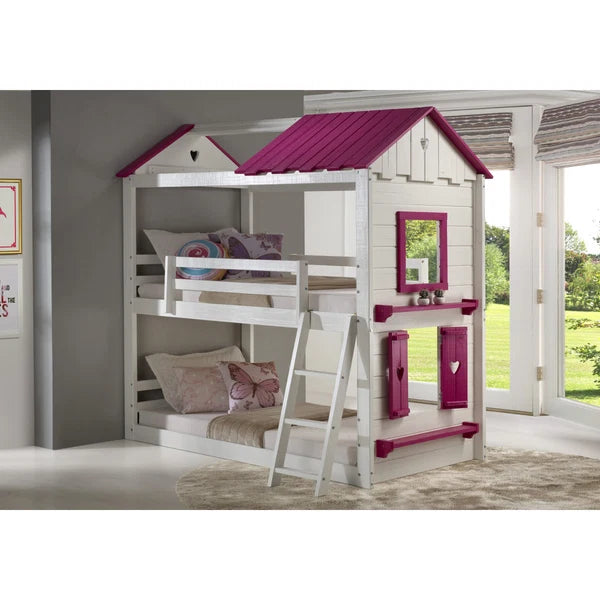 CORA WH/PINK HSE BUNK BED 1 OF 4