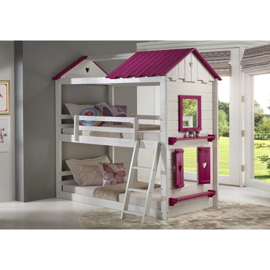 CORA WH/PINK HSE BUNK BED 1 OF 4