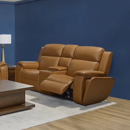 Zoey P5 Camel Leather Loveseat