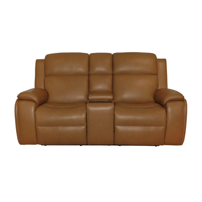 Zoey P5 Camel Leather Loveseat