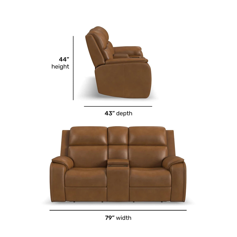 Zoey P5 Camel Leather Loveseat