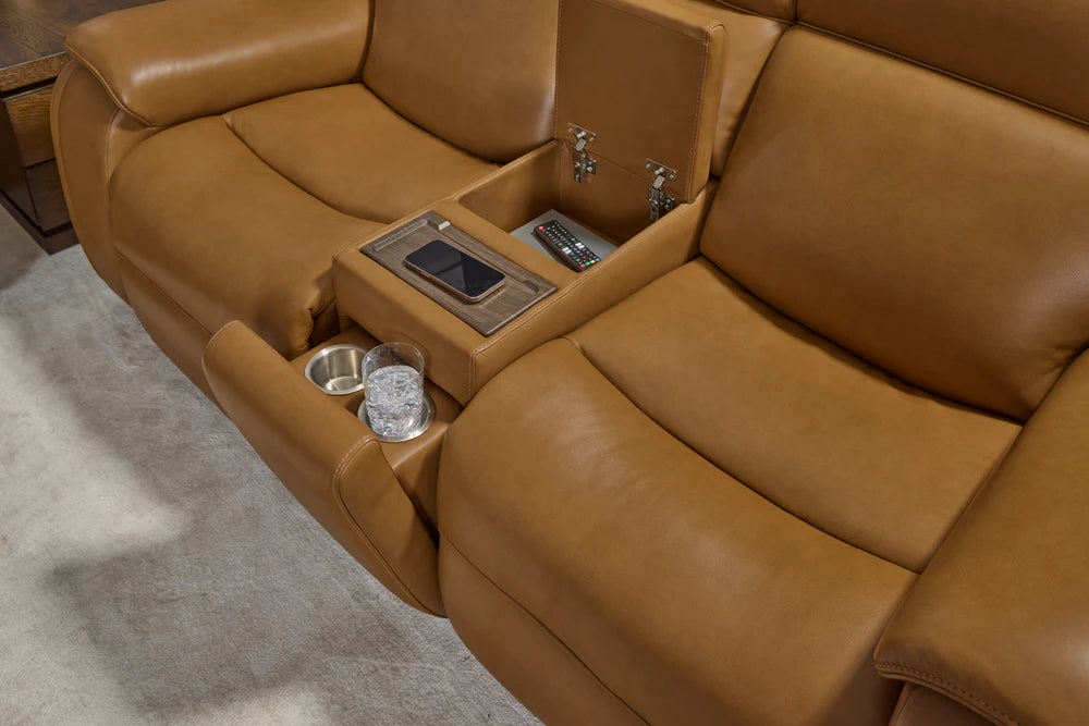 Zoey P5 Camel Leather Loveseat