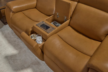 Zoey P5 Camel Leather Loveseat