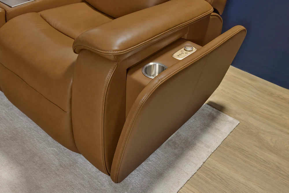 Zoey P5 Camel Leather Loveseat