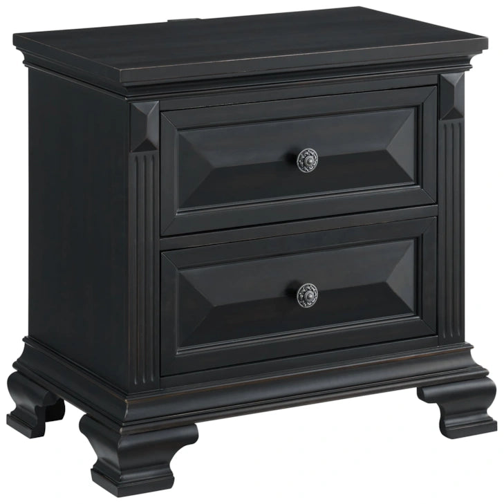 BRIANNA 2- DRAWER  BLACK NIGHTSTAND