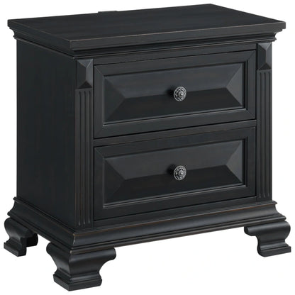 BRIANNA 2- DRAWER  BLACK NIGHTSTAND
