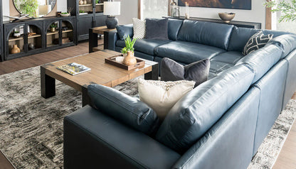 Colin Navy 6pc. Sectional & Ottoman