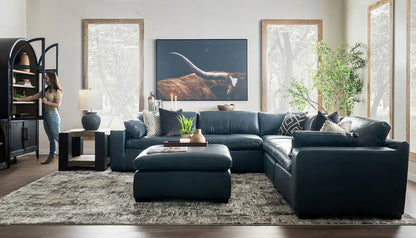Colin Navy 6pc. Sectional & Ottoman