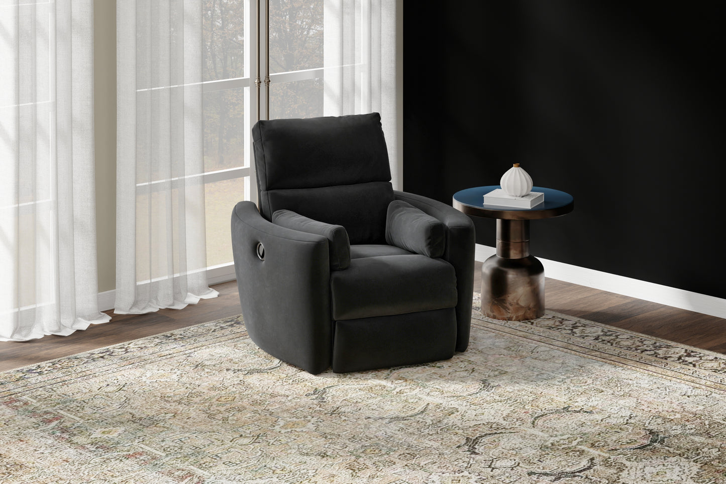 ALICE EBONY SWIVEL RECLINER