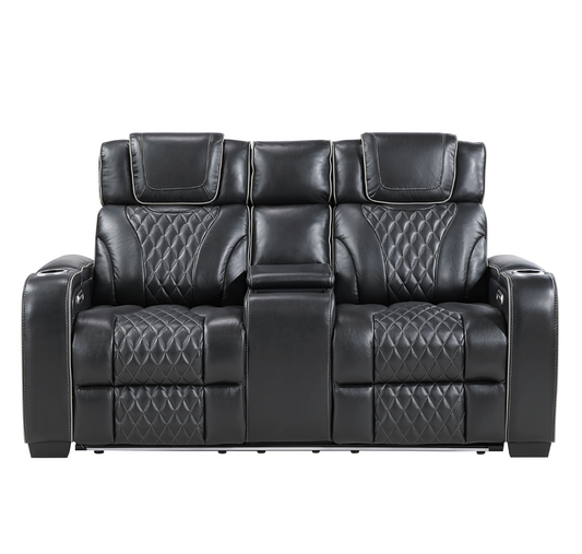 JONAH BLACK LT MASSAGE LOVESEAT
