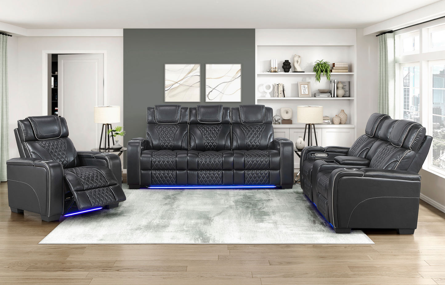 JONAH BLACK LT MASSAGE LOVESEAT