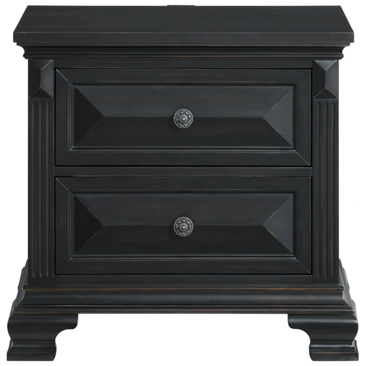 BRIANNA 2- DRAWER  BLACK NIGHTSTAND