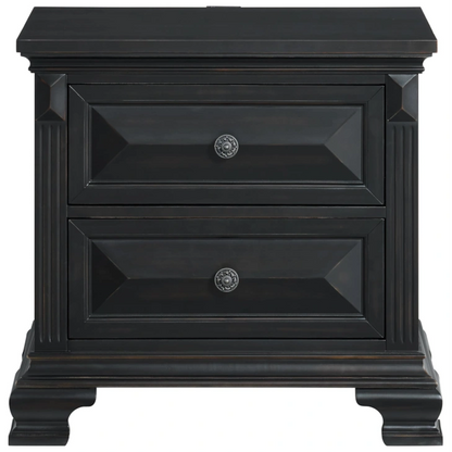 BRIANNA 2- DRAWER  BLACK NIGHTSTAND
