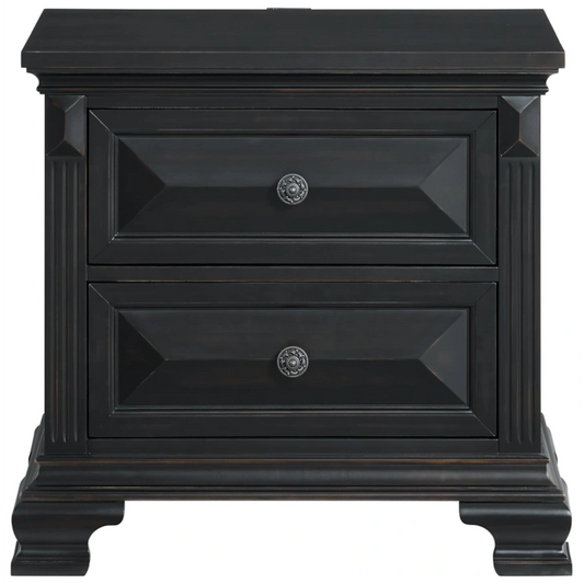 BRIANNA 2- DRAWER  BLACK NIGHTSTAND