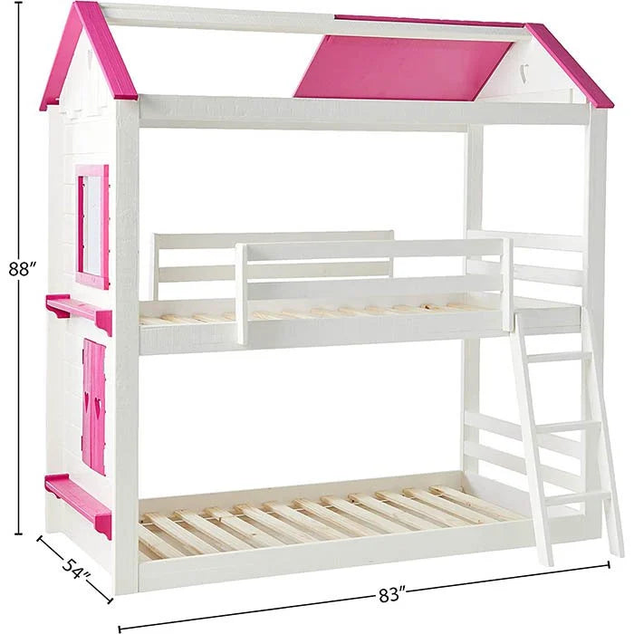 CORA WH/PINK HSE BUNK BED 1 OF 4