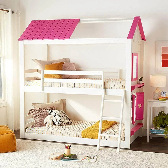 CORA WH/PINK HSE BUNK BED 1 OF 4