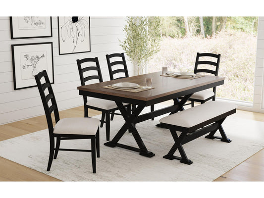 TULLY 6PC DINING SET TBL,4 SC, BENC