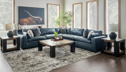 Colin 5pc. Leather Navy Sectional