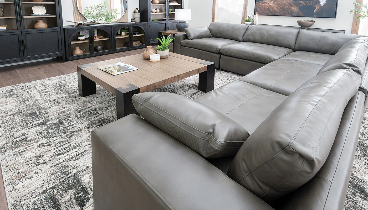Colin Leather Stone 5pc. Sectional