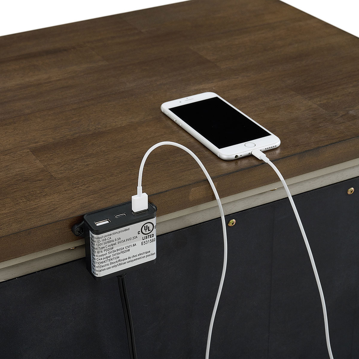 PHOEBE 2DR TWO-TONE NIGHTSTAND USB