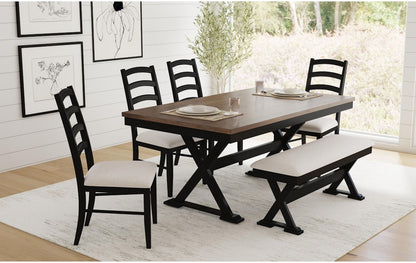 TULLY 6PC DINING SET TBL,4 SC, BENC