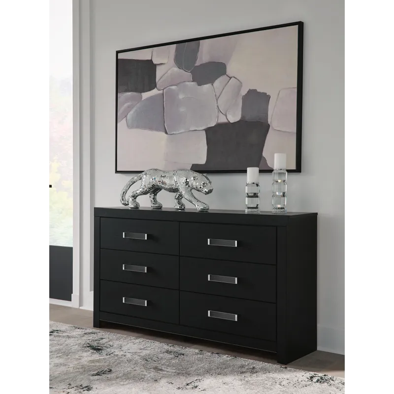 MALIA 6 DRAWER DRESSER BLACK