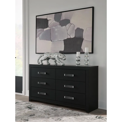 MALIA 6 DRAWER DRESSER BLACK