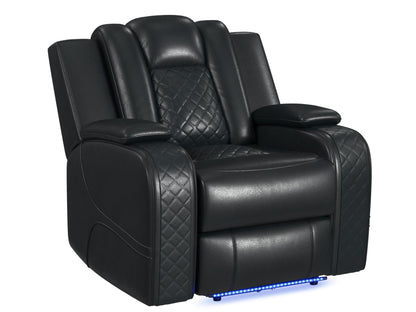CARLY PEBBLE BLACK RECLINER
