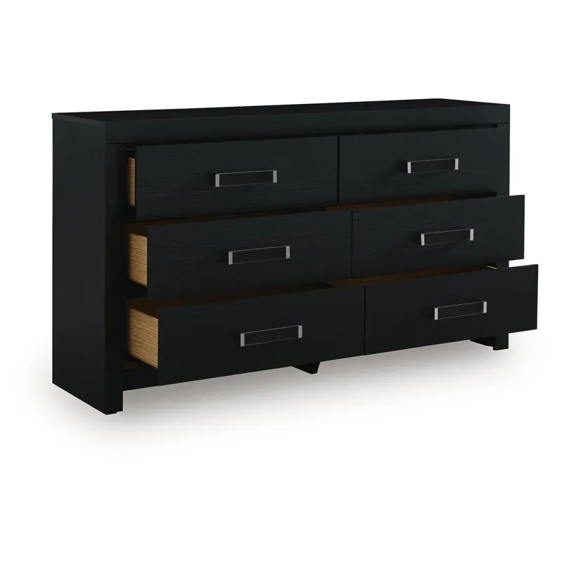 MALIA 6 DRAWER DRESSER BLACK