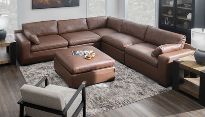 COLIN OTTOMAN LEATHER BROWN