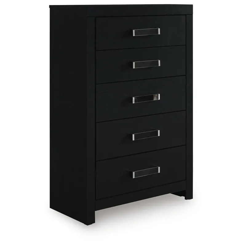 MALIA 5 DRAWER CHEST BLACK