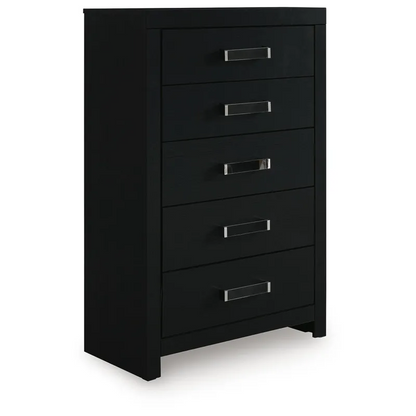 MALIA 5 DRAWER CHEST BLACK
