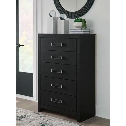 MALIA 5 DRAWER CHEST BLACK