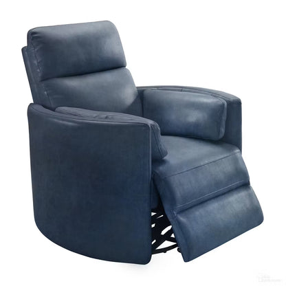 RIVER NAVY LEATHER BARREL CHAIR