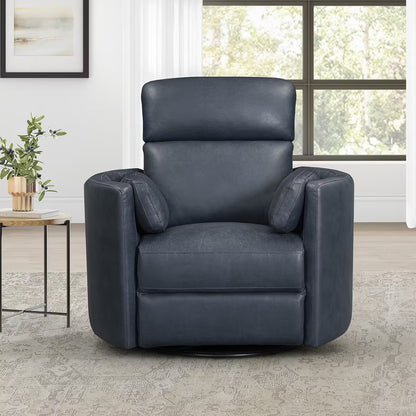 RIVER NAVY LEATHER BARREL CHAIR