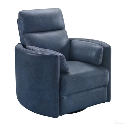 RIVER NAVY LEATHER BARREL CHAIR