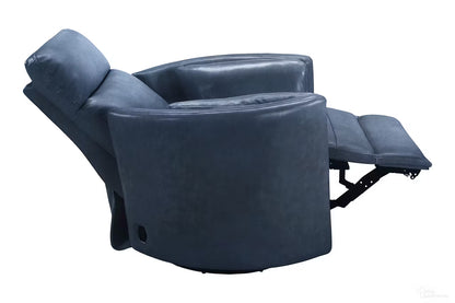 RIVER NAVY LEATHER BARREL CHAIR