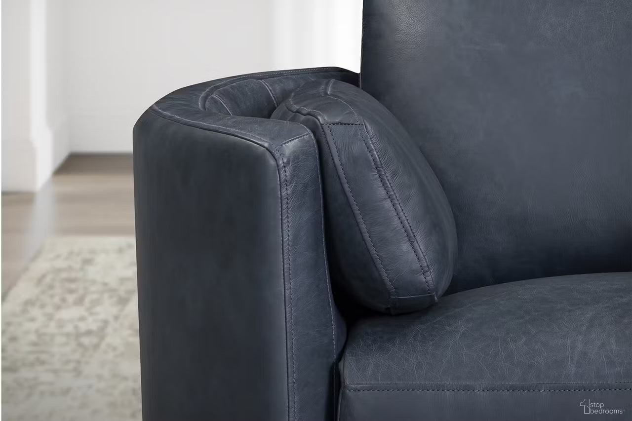 RIVER NAVY LEATHER BARREL CHAIR