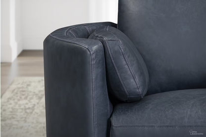 RIVER NAVY LEATHER BARREL CHAIR