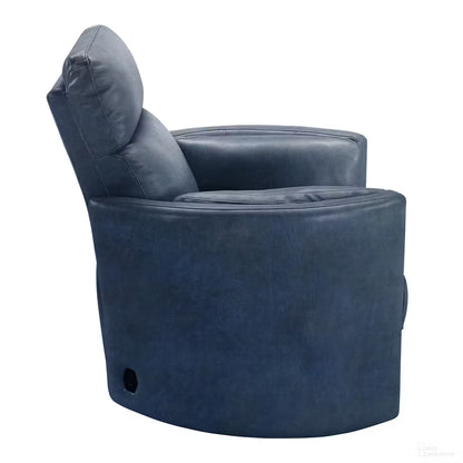 RIVER NAVY LEATHER BARREL CHAIR