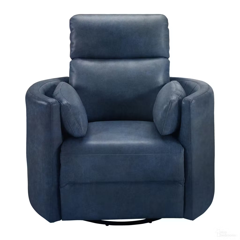 RIVER NAVY LEATHER BARREL CHAIR