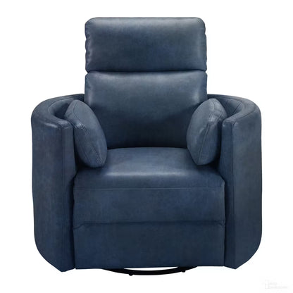 RIVER NAVY LEATHER BARREL CHAIR