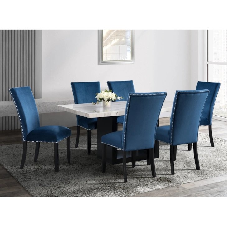 FRANNY COUNTER SIDE CHAIR BLUE VELV